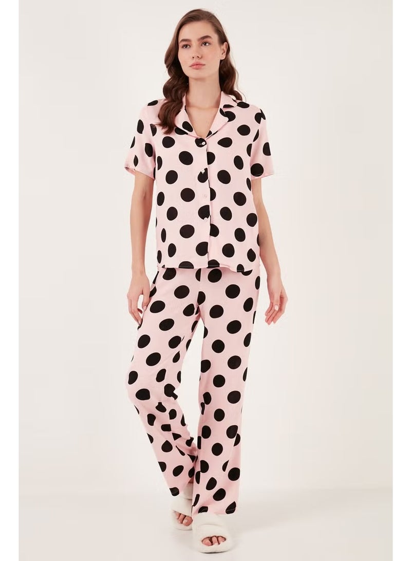 Lela Comfortable Cut Wide Leg Mono Collar Short Sleeve Pajama Set Women's Pajama Set 6110290 - Image 2